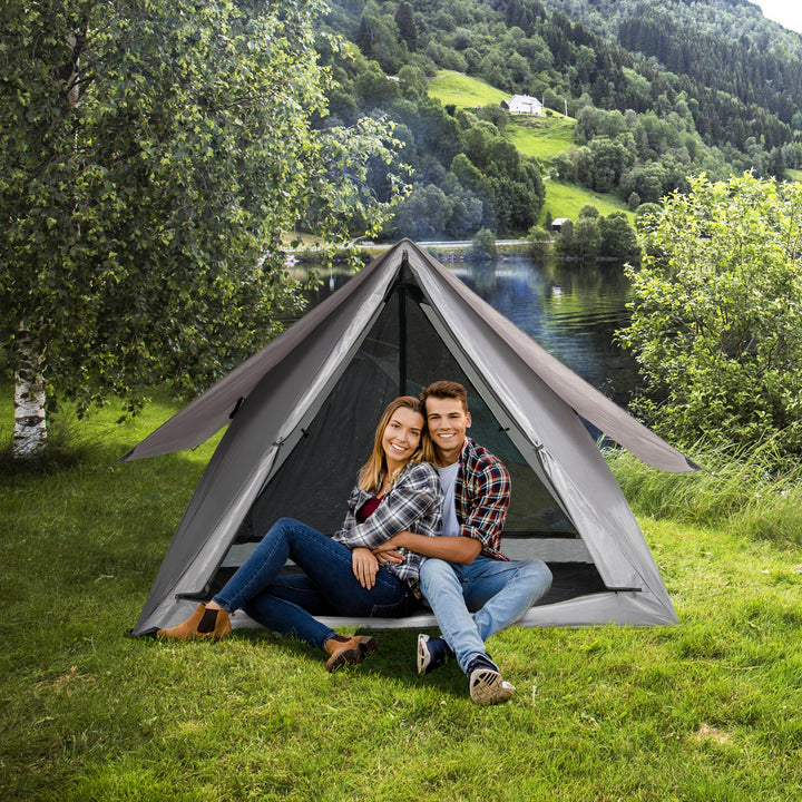 Pop Up 2-3 Person Camping Tent Rainfly Carry Bag Gray