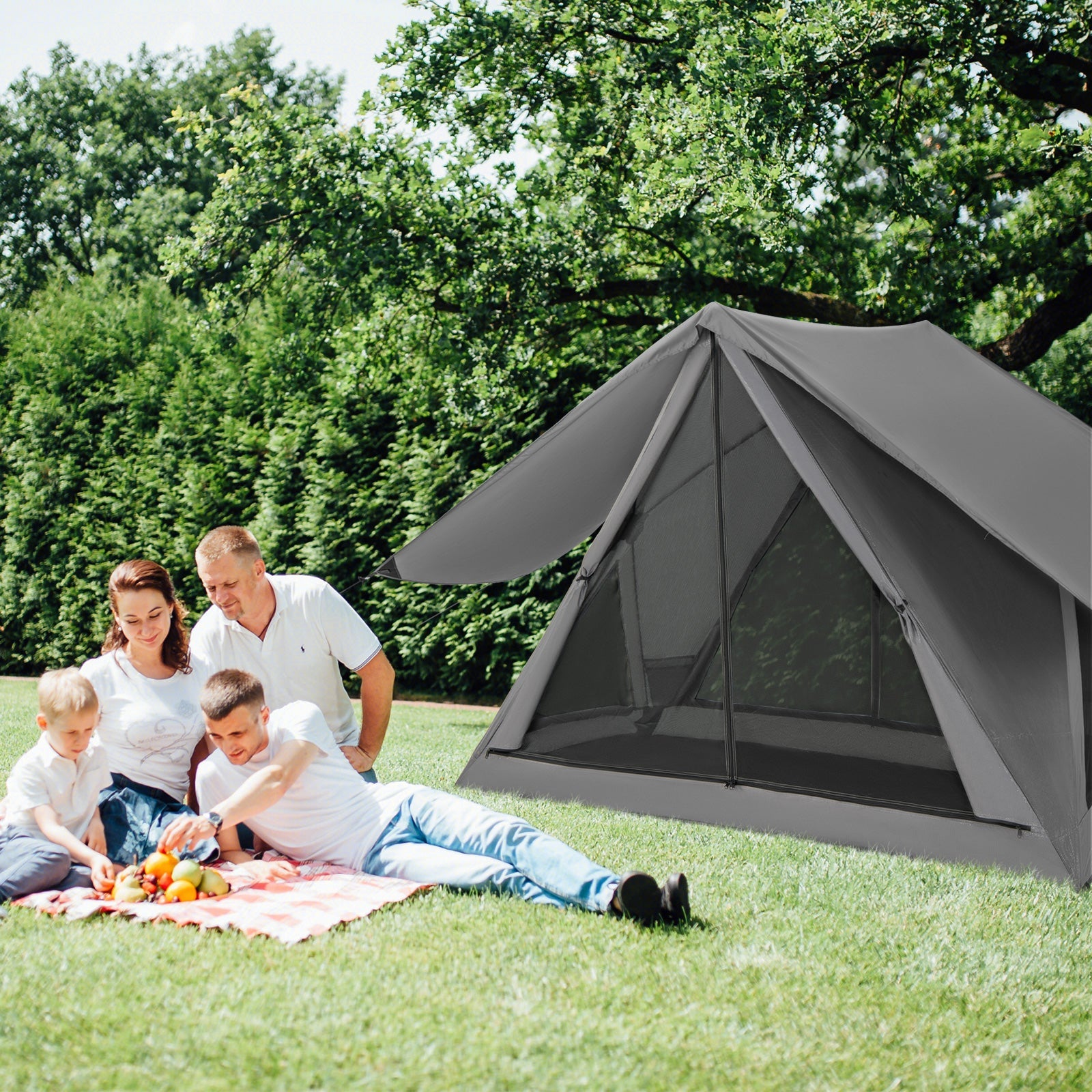 Pop Up 2-3 Person Camping Tent Rainfly Carry Bag Gray