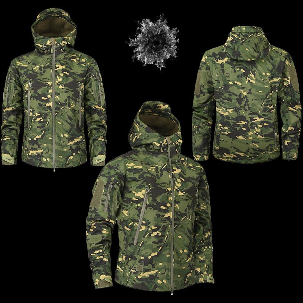Men Green Camouflage Lightweight Water Resistant Tactical Outdoor Jacket Windbreaker