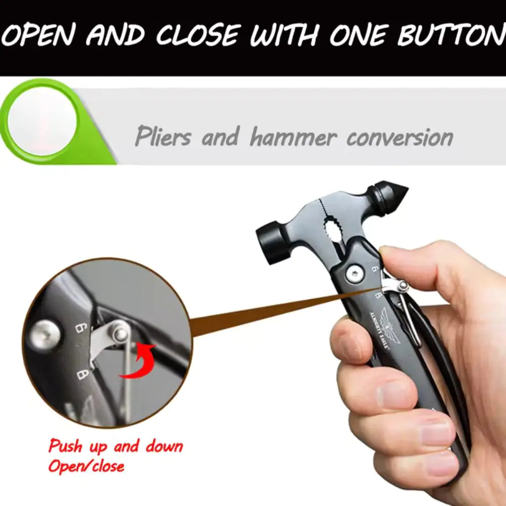 Multi-Tool Hammer Hatchet Knife Saw Mini Claw Car Safety Tool