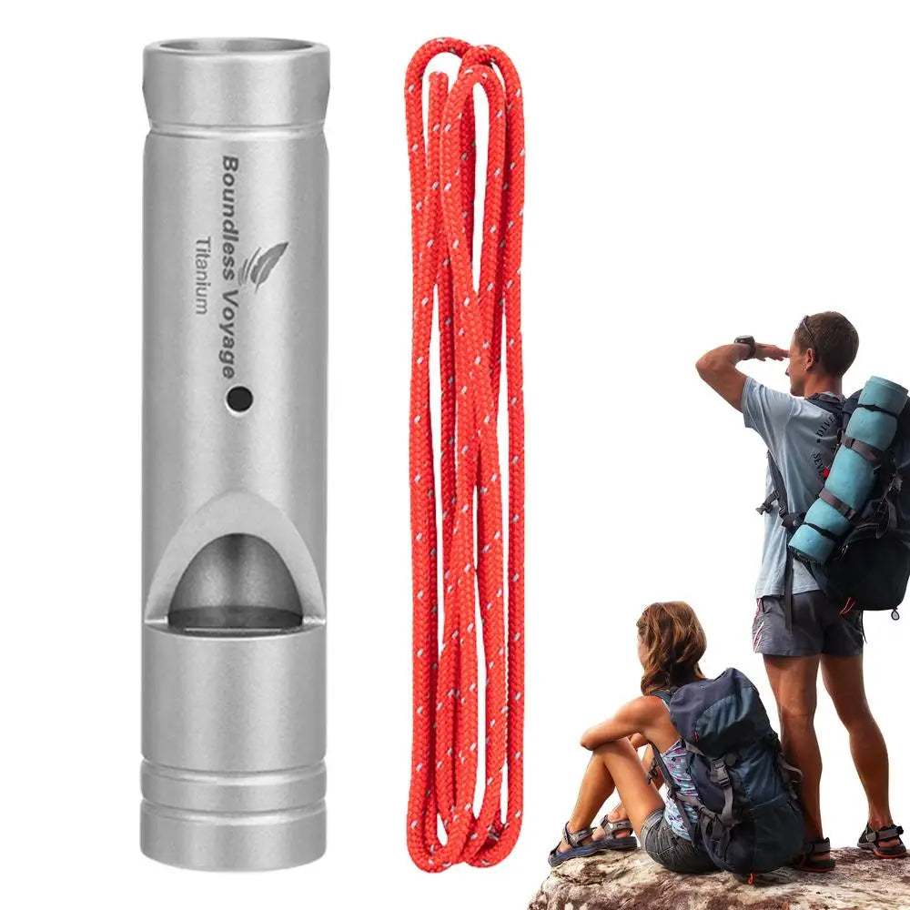 Titanium Survival Whistle Ultralight Loud Safety Hiking Emergency Gear
