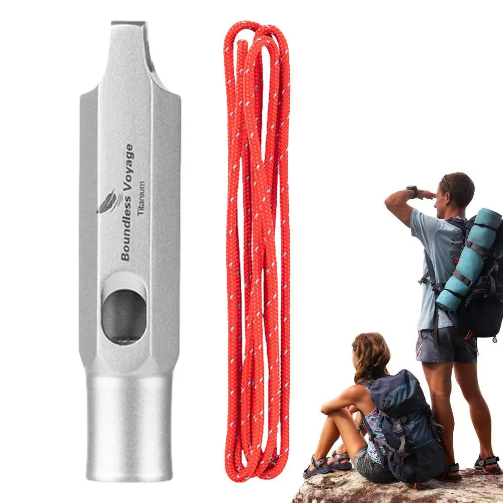 Titanium Survival Whistle Ultralight Loud Safety Hiking Emergency Gear