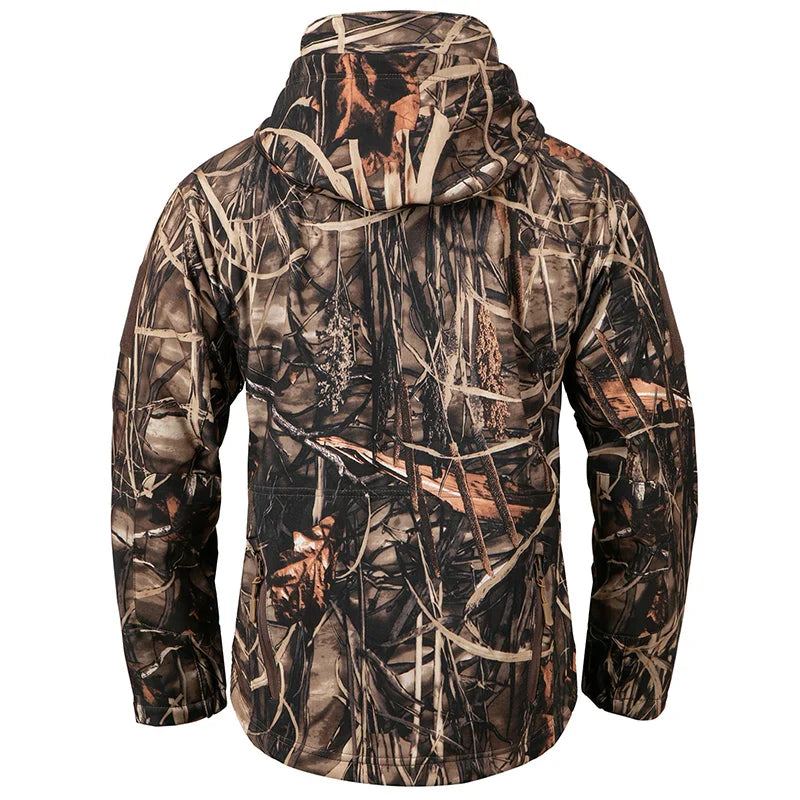 Men Camouflage Waterproof Softshell Tactical Hooded Fleece Outdoor Jacket