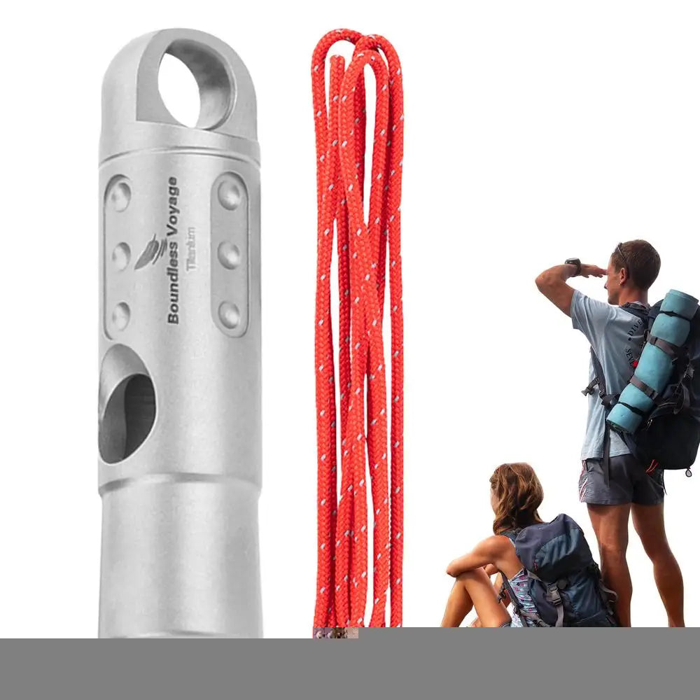 Titanium Survival Whistle Ultralight Loud Safety Hiking Emergency Gear