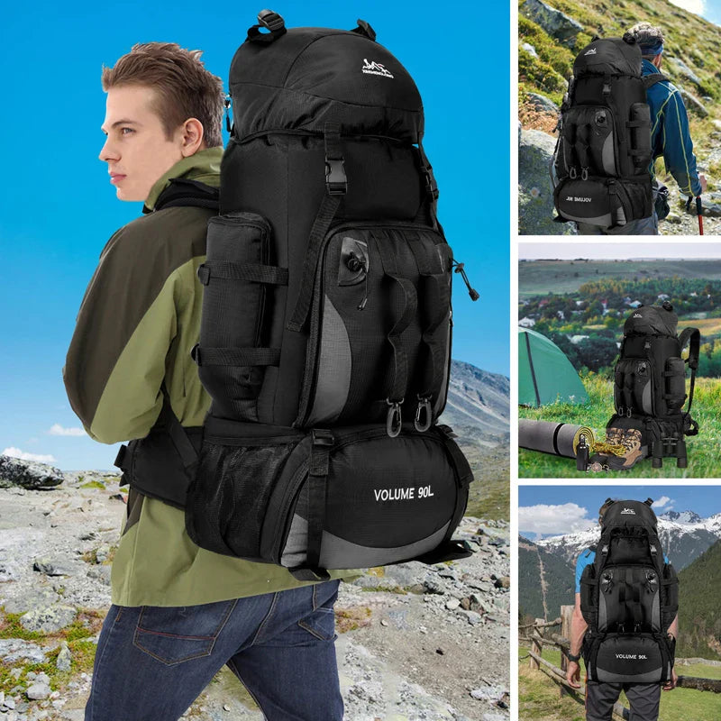 90L Waterproof Hiking Camping Backpack Large Capacity Trekking Travel Rucksack