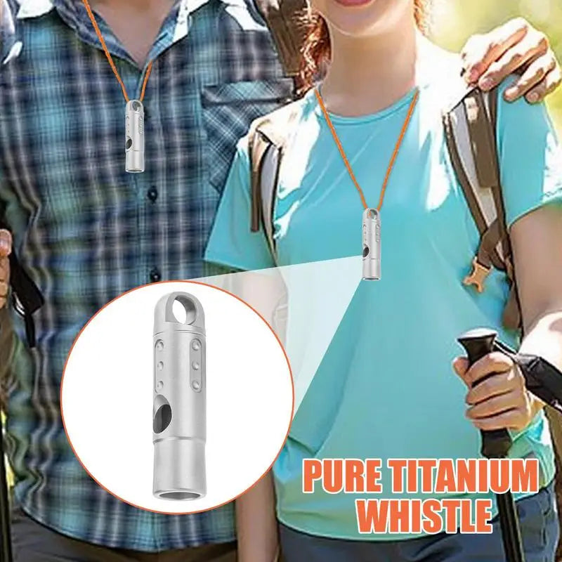 Titanium Survival Whistle Ultralight Loud Safety Hiking Emergency Gear