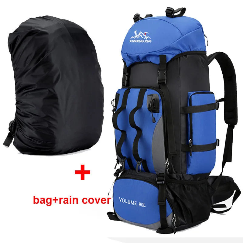90L Waterproof Hiking Camping Backpack Large Capacity Trekking Travel Rucksack