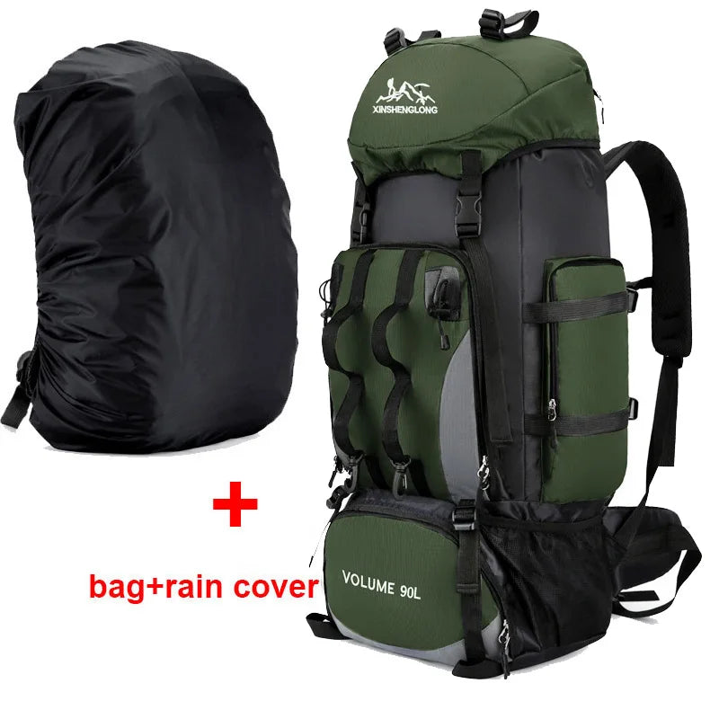 90L Waterproof Hiking Camping Backpack Large Capacity Trekking Travel Rucksack