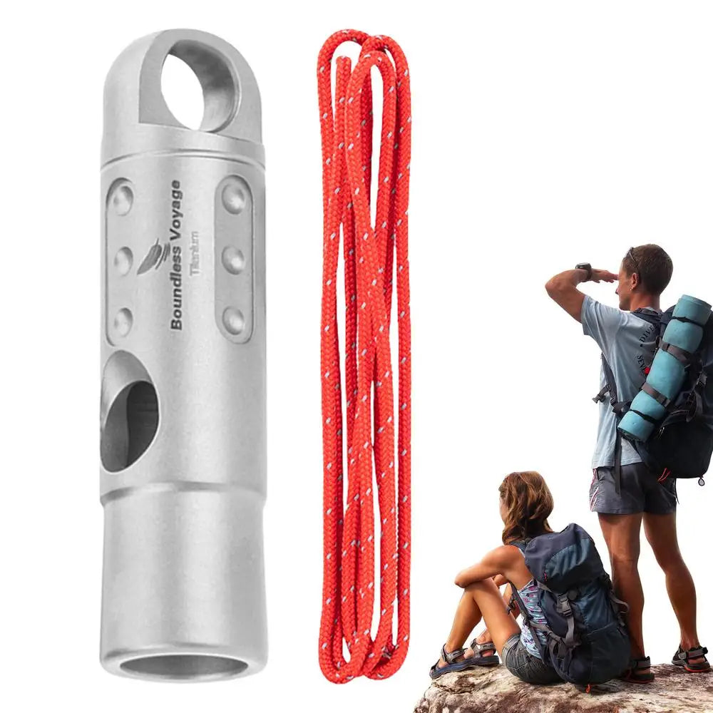 Titanium Survival Whistle Ultralight Loud Safety Hiking Emergency Gear