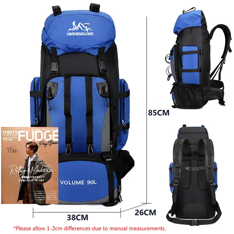 90L Waterproof Hiking Camping Backpack Large Capacity Trekking Travel Rucksack