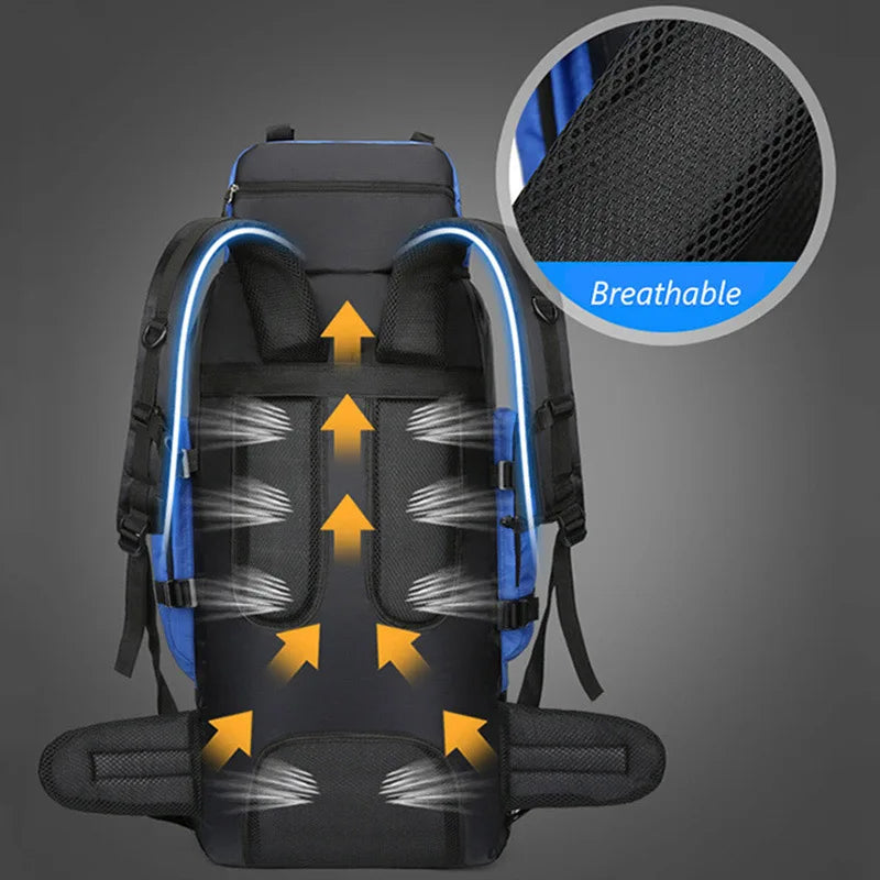 90L Waterproof Hiking Camping Backpack Large Capacity Trekking Travel Rucksack