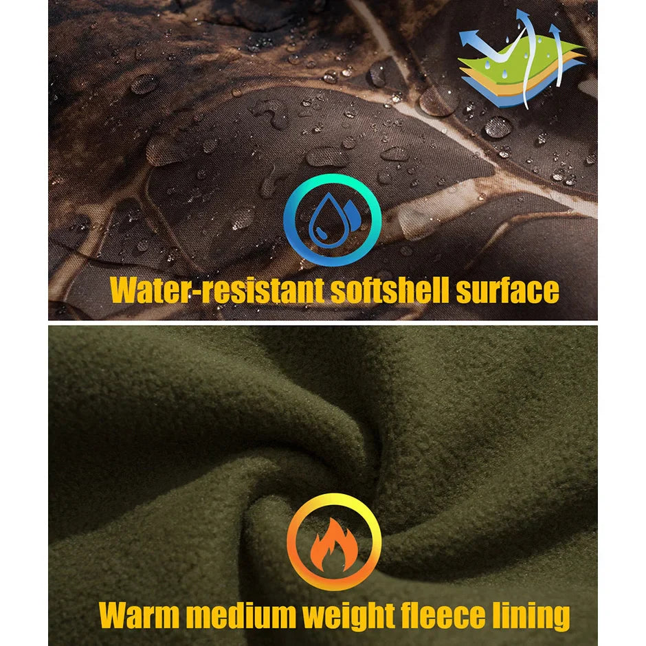 Men Camouflage Waterproof Softshell Tactical Hooded Fleece Outdoor Jacket