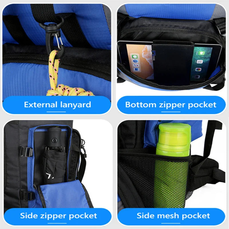 90L Waterproof Hiking Camping Backpack Large Capacity Trekking Travel Rucksack