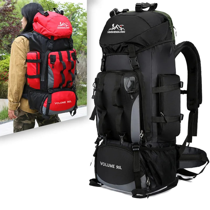 90L Waterproof Hiking Camping Backpack Large Capacity Trekking Travel Rucksack