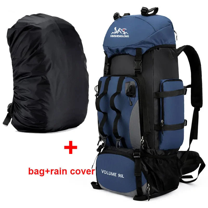 90L Waterproof Hiking Camping Backpack Large Capacity Trekking Travel Rucksack
