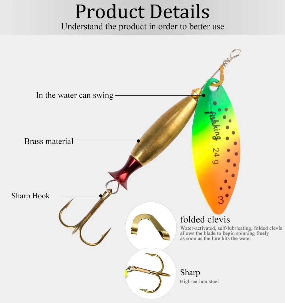 Metal Spinner Lure | Long Cast Hard Bait for Bass, Pike, and Saltwater Fishing