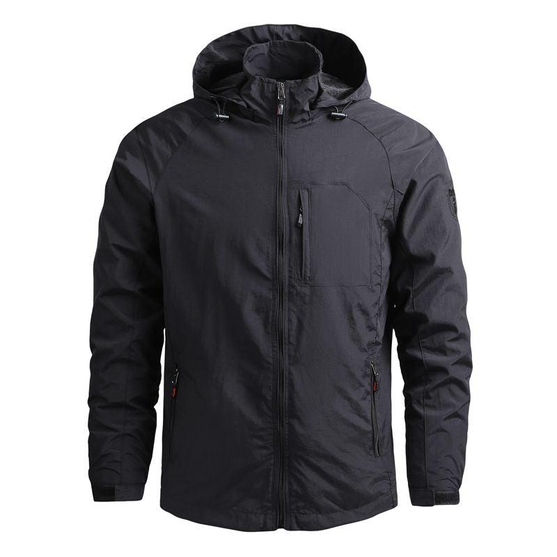 Men Waterproof Hooded Hiking Windbreaker Lightweight Outdoor Tactical Jacket