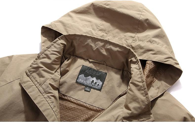 Men Waterproof Hooded Hiking Windbreaker Lightweight Outdoor Tactical Jacket