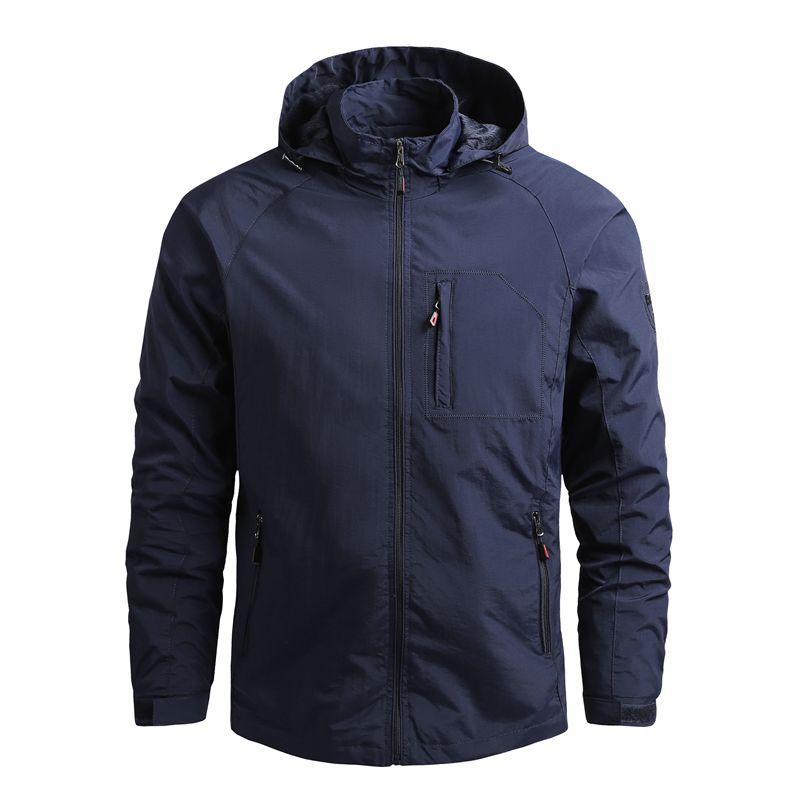 Men Waterproof Hooded Hiking Windbreaker Lightweight Outdoor Tactical Jacket