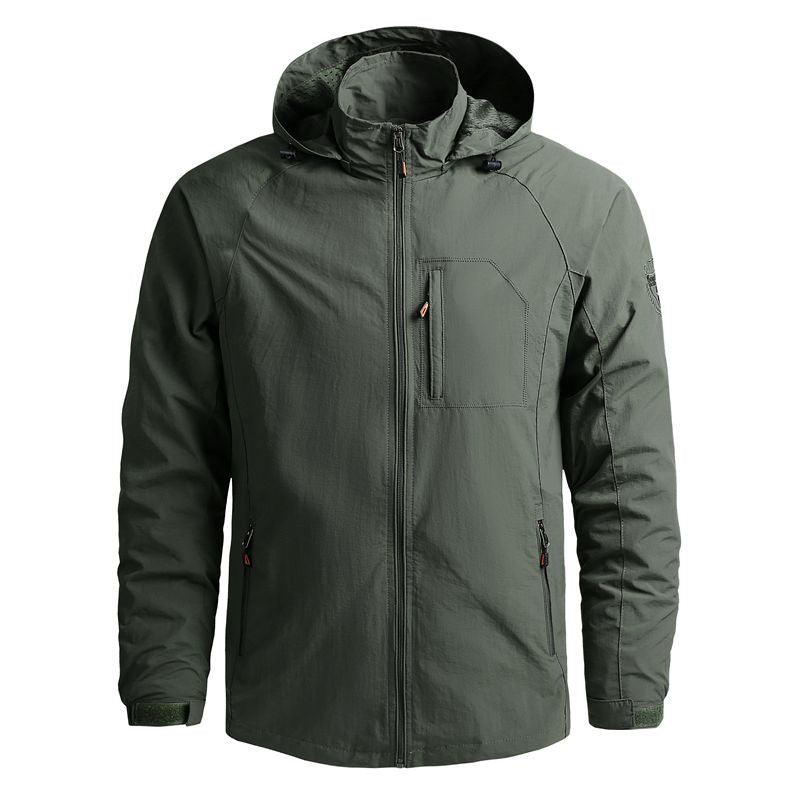 Men Waterproof Hooded Hiking Windbreaker Lightweight Outdoor Tactical Jacket