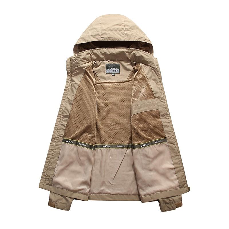Men Waterproof Hooded Hiking Windbreaker Lightweight Outdoor Tactical Jacket