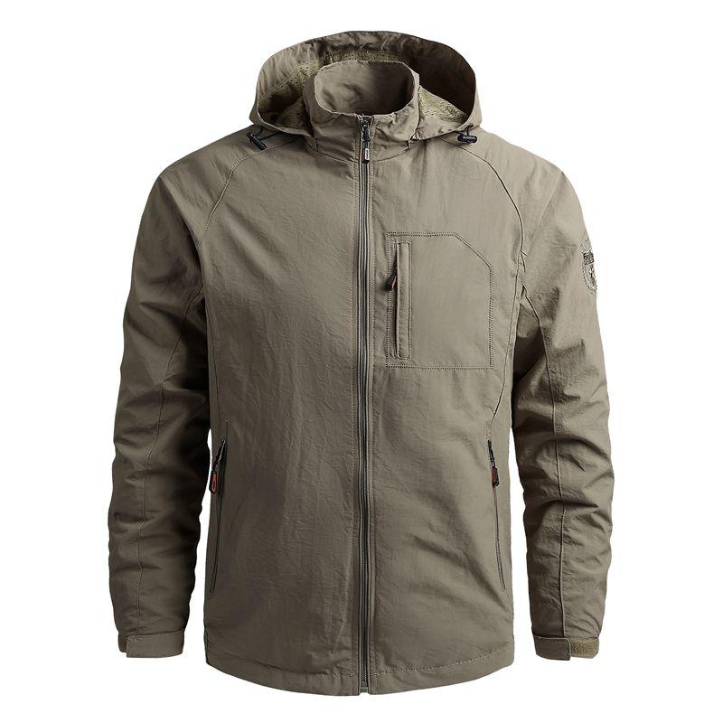 Men Waterproof Hooded Hiking Windbreaker Lightweight Outdoor Tactical Jacket