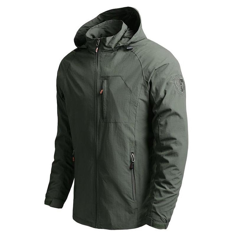 Men Waterproof Hooded Hiking Windbreaker Lightweight Outdoor Tactical Jacket