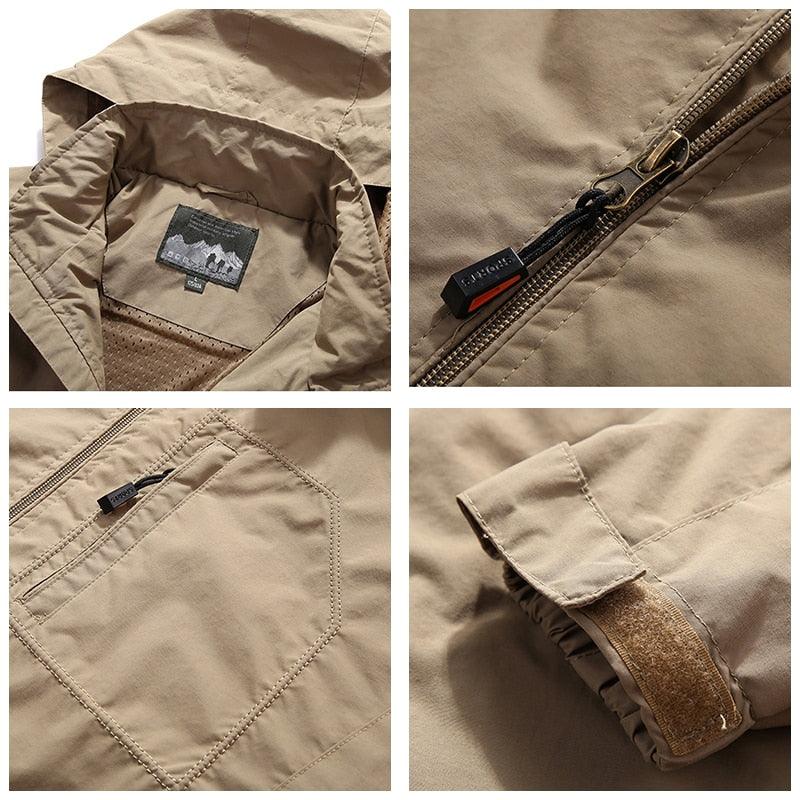 Men Waterproof Hooded Hiking Windbreaker Lightweight Outdoor Tactical Jacket