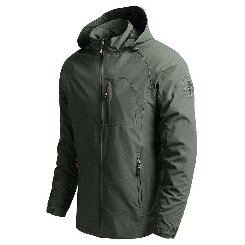 Men Waterproof Hooded Hiking Windbreaker Lightweight Outdoor Tactical Jacket