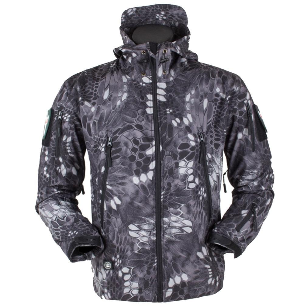Men Outdoor Soft Fleece Windproof Waterproof Hooded Tactical Jacket Coat