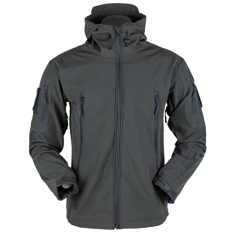 Men Outdoor Soft Fleece Windproof Waterproof Hooded Tactical Jacket Coat
