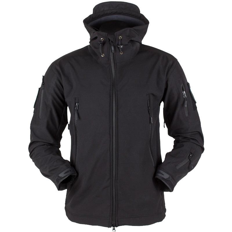Men Outdoor Soft Fleece Windproof Waterproof Hooded Tactical Jacket Coat