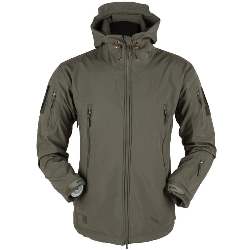 Men Outdoor Soft Fleece Windproof Waterproof Hooded Tactical Jacket Coat