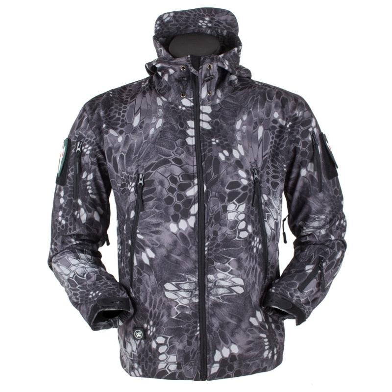 Men Outdoor Soft Fleece Windproof Waterproof Hooded Tactical Jacket Coat