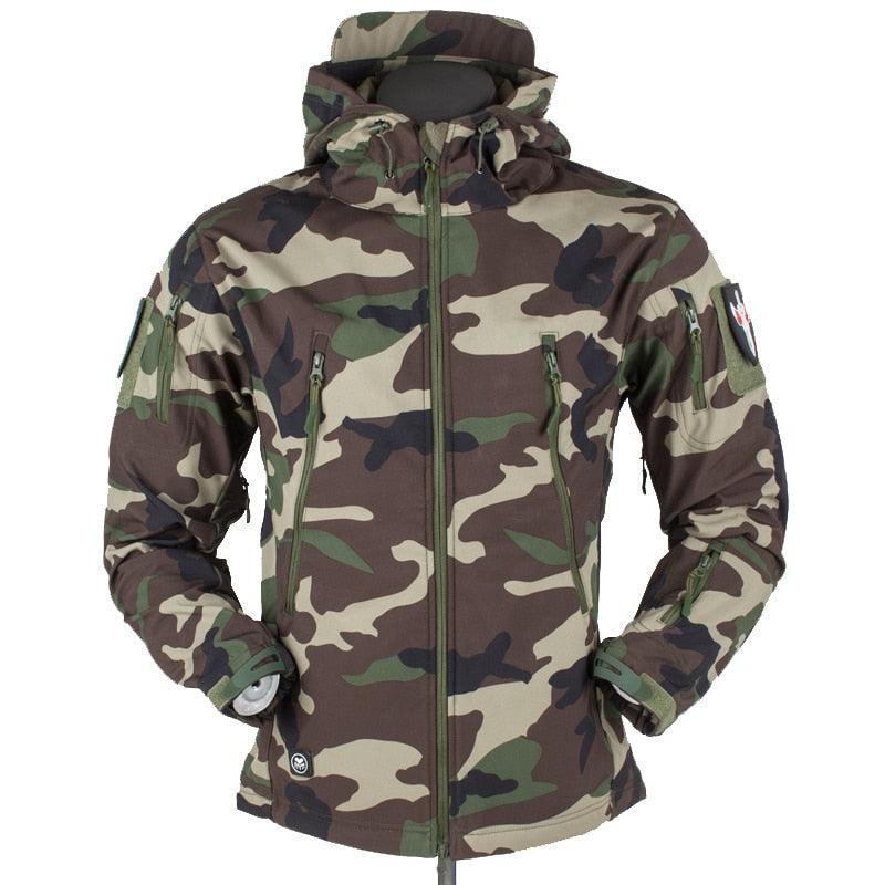 Men Outdoor Soft Fleece Windproof Waterproof Hooded Tactical Jacket Coat