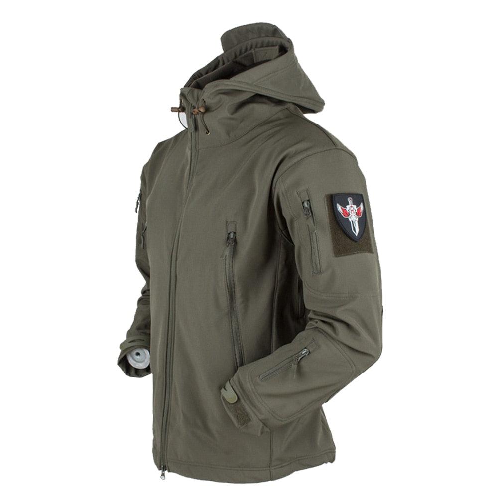 Men Outdoor Soft Fleece Windproof Waterproof Hooded Tactical Jacket Coat