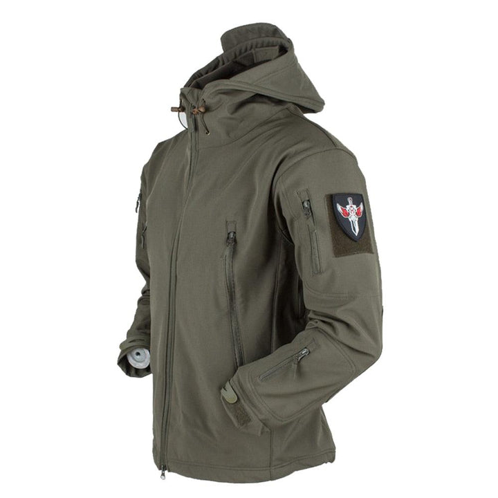 Men Outdoor Soft Fleece Windproof Waterproof Hooded Tactical Jacket Coat