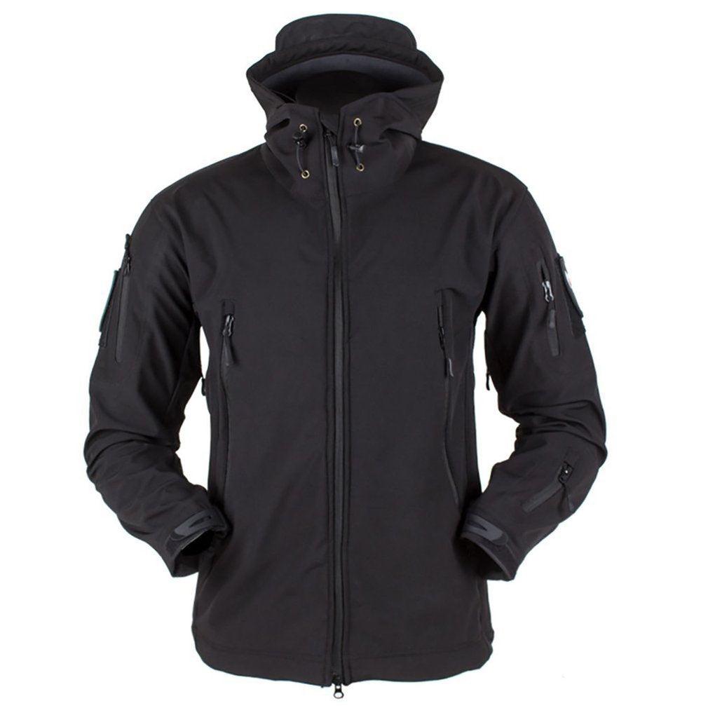 Men Outdoor Soft Fleece Windproof Waterproof Hooded Tactical Jacket Coat