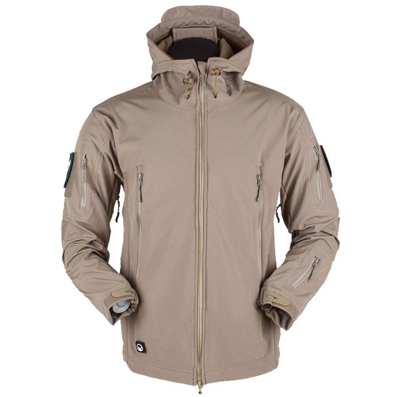 Men Outdoor Soft Fleece Windproof Waterproof Hooded Tactical Jacket Coat