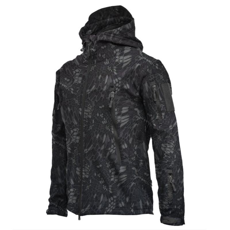 Men Outdoor Soft Fleece Windproof Waterproof Hooded Tactical Jacket Coat