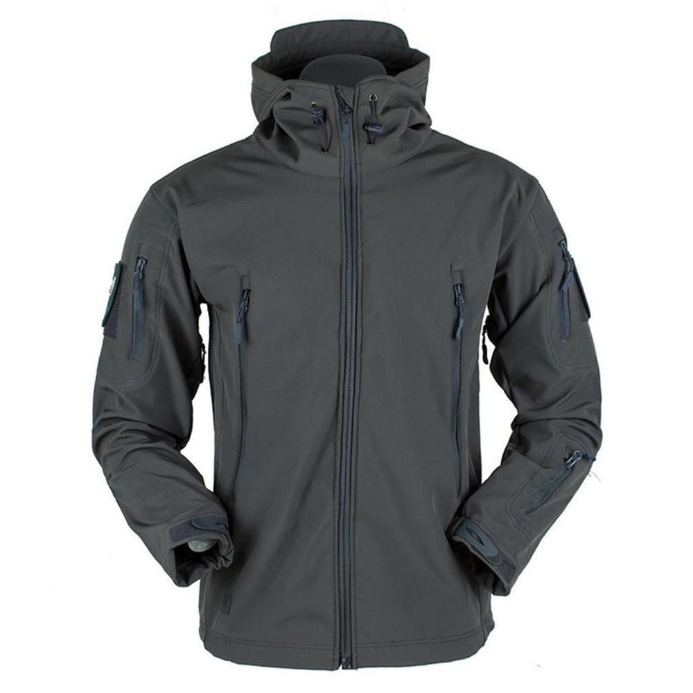 Men Outdoor Soft Fleece Windproof Waterproof Hooded Tactical Jacket Coat