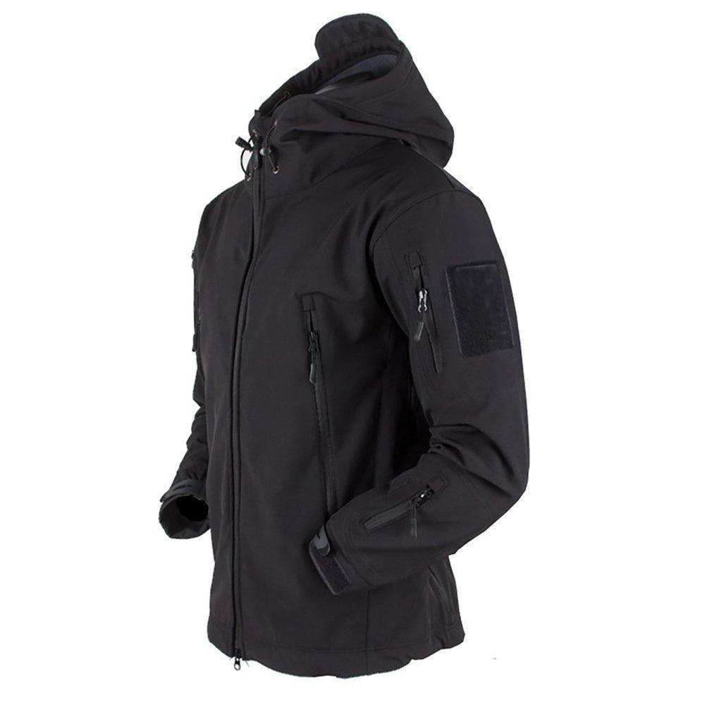 Men Outdoor Soft Fleece Windproof Waterproof Hooded Tactical Jacket Coat