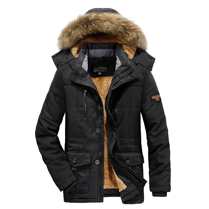 Men Thick Warm Waterproof Hooded Outdoor Winter Casual Cotton Jacket