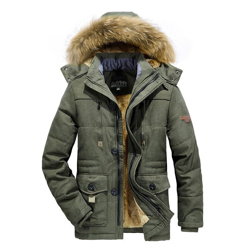 Men Thick Warm Waterproof Hooded Outdoor Winter Casual Cotton Jacket