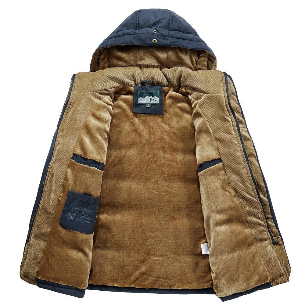 Men Thick Warm Waterproof Hooded Outdoor Winter Casual Cotton Jacket