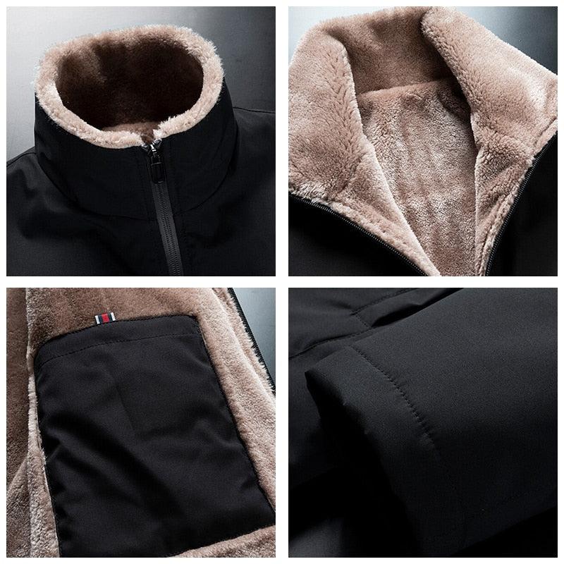 Men Winter Warm Thick Fleece Windproof Casual Outdoor Jacket Coat